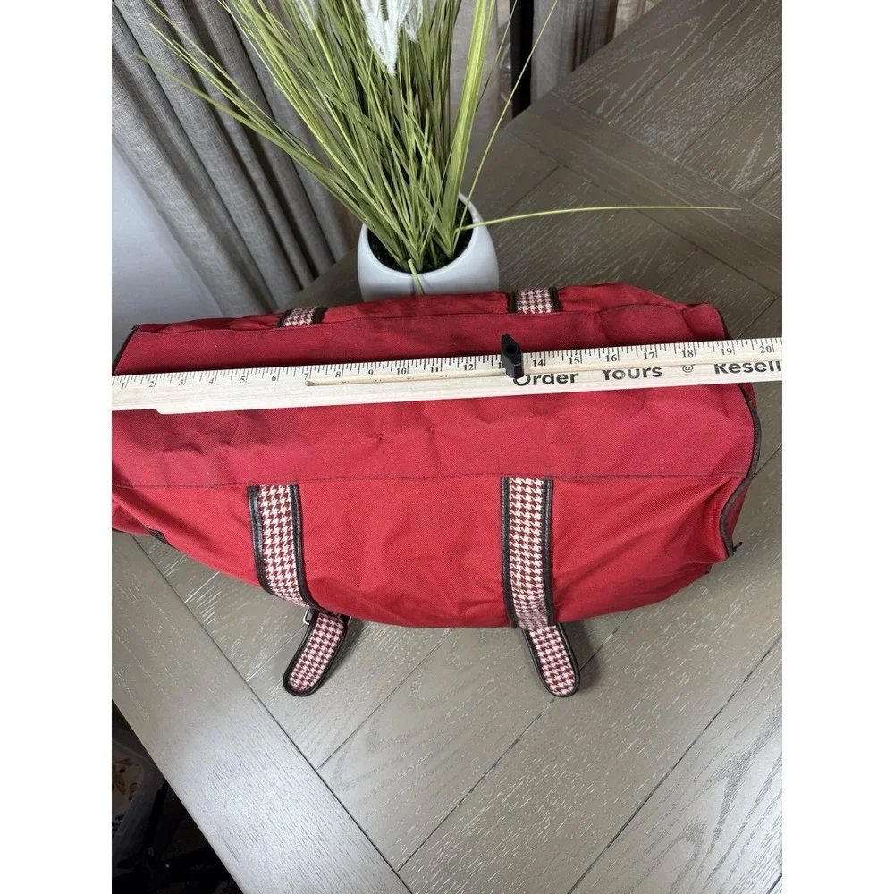 Vintage Tommy Hilfiger Red Tote Duffle Bag houndstooth Straps 90s Fashion‎